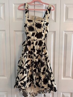 Moon River Black and Ivory Floral Midi Sundress